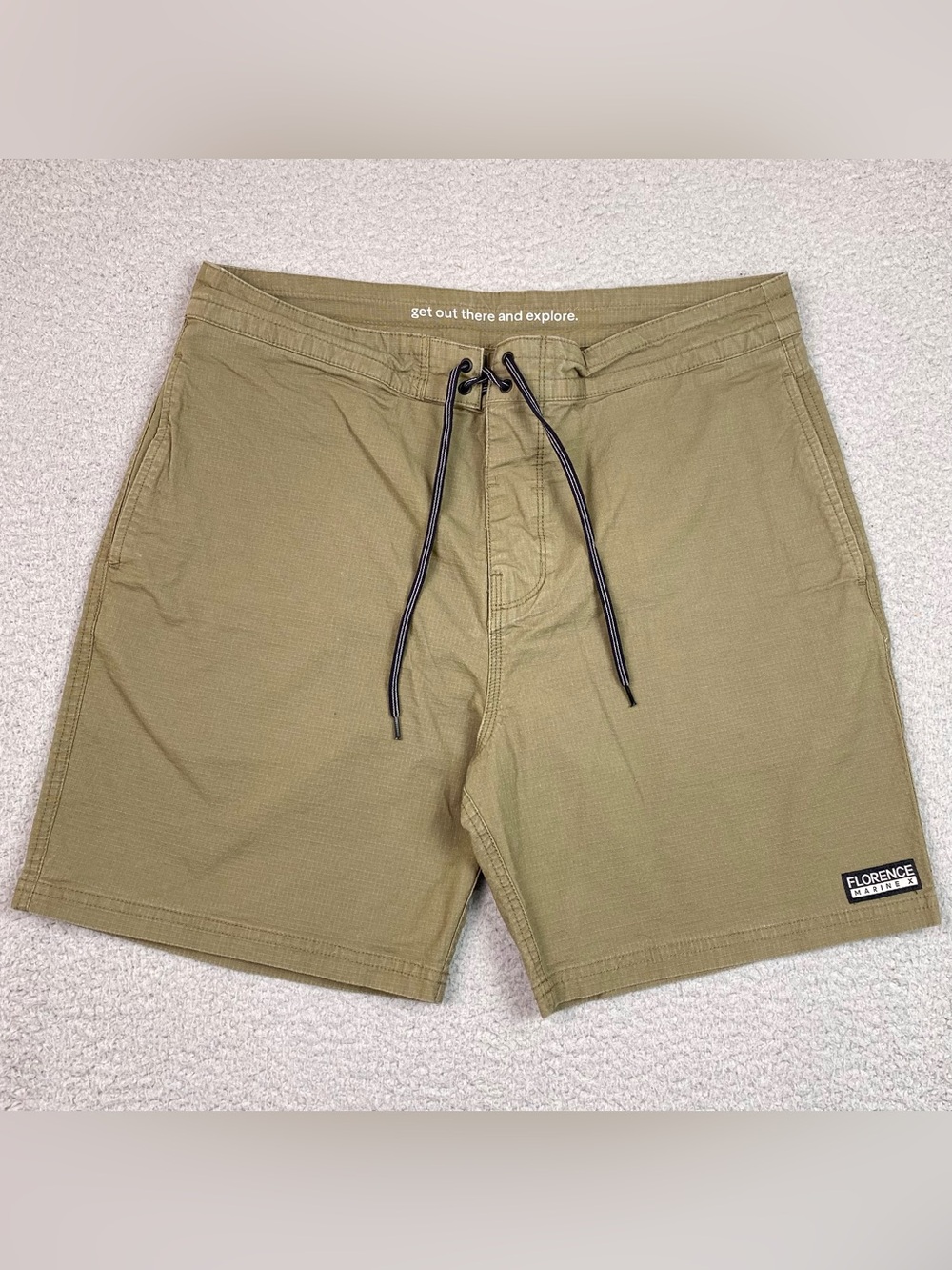 Florence Marine X Board Shorts Mens Size 33 Green Beach Surf Swim Cotton Ripstop